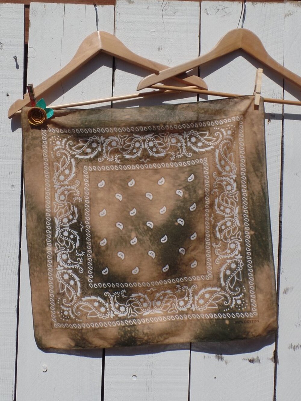 Tie-Dye GREEN Scarf 100% Cotton Hand Crafted